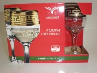 GE03-164 Набор 6 рюмок  с рис "Греческий узор"